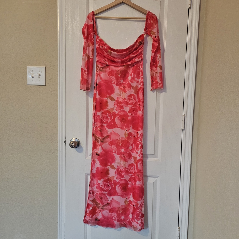 floral pink long sleeve dress